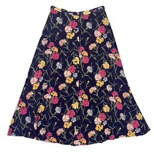 Jones New York Vintage Button Front Dark Floral Midi Skirt Medium Cottagecore